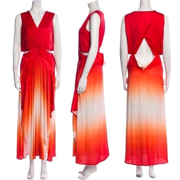 MAJE Resia Cutout Ombre Satin Slip Dress Maxi Dress NEW NWT Size Small; 36 - Picture 6 of 9